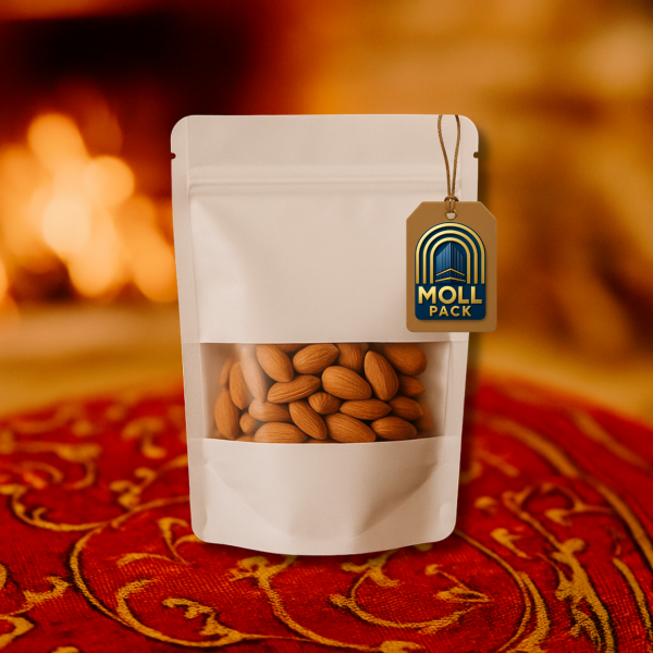 كيس ورق كرافت أبيض قابل لإعادة الإغلاق مع نافذة