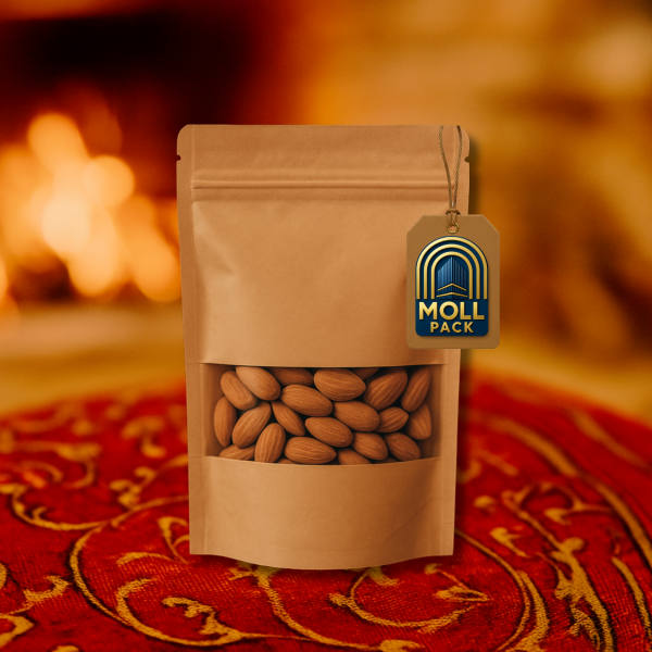 كيس قهوة كرافت بنافذة شفافة