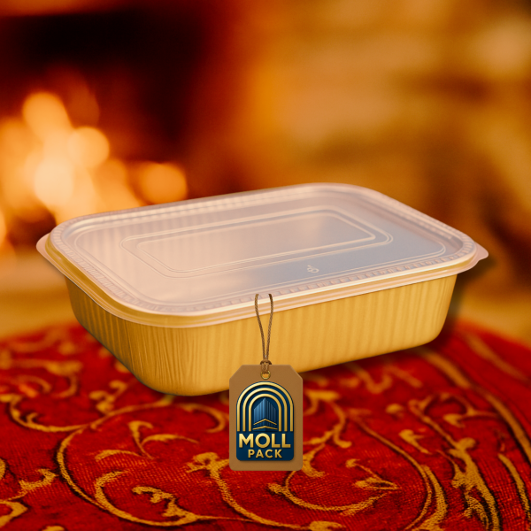 صينية ألمنيوم ذهبية بمقبض